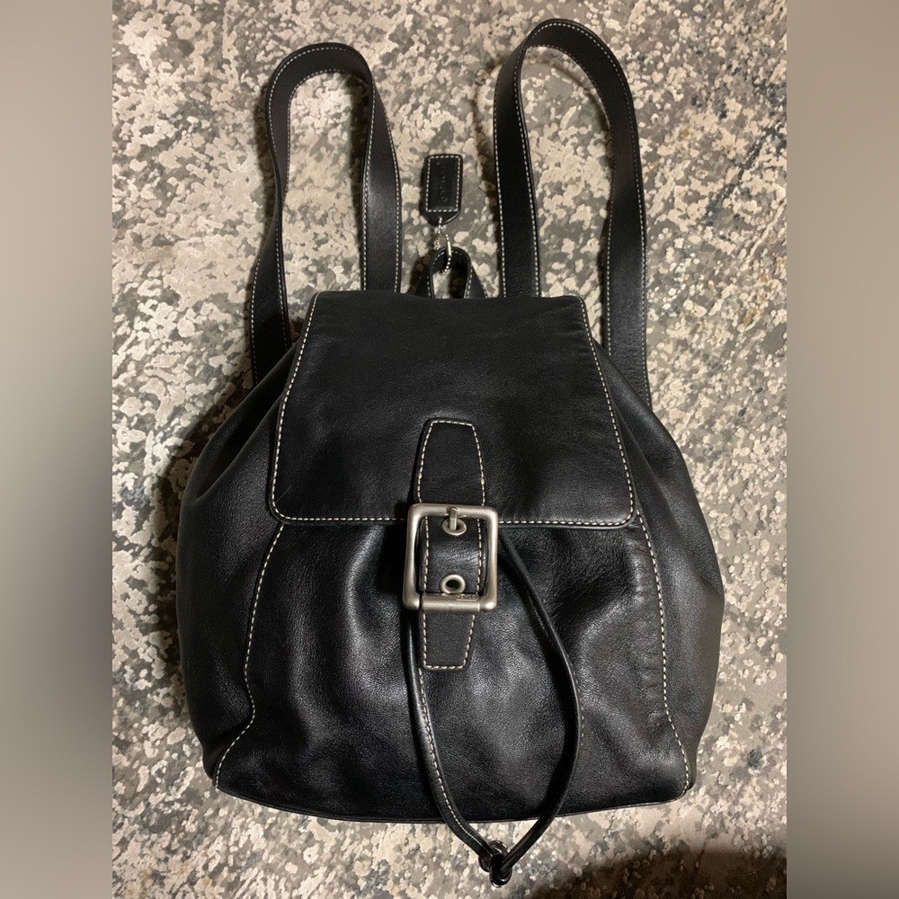 Vintage 90’s Coach black leather backpack